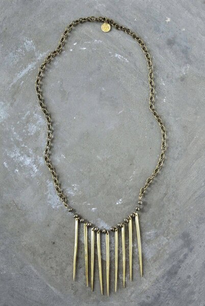 Lita Necklace Brass Spiked Chain (Antique Brass)